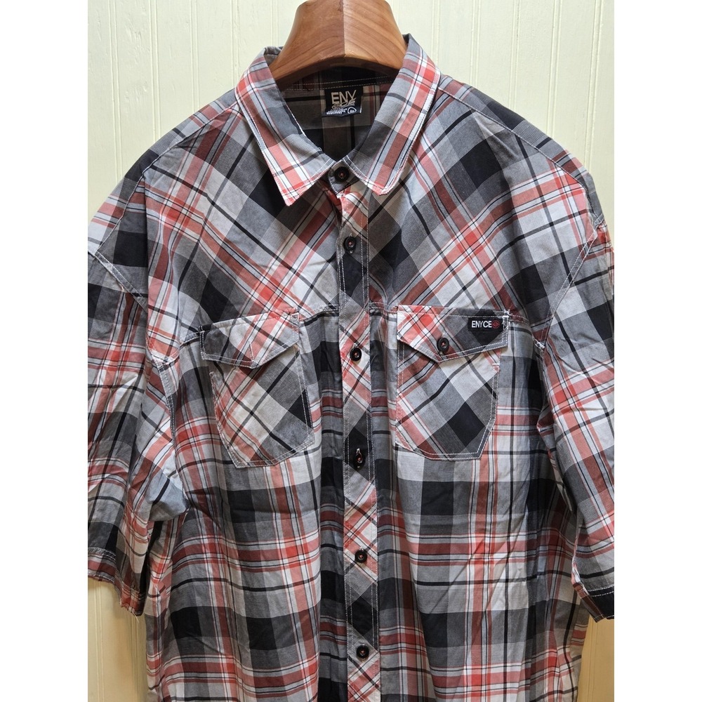 Enyce Shirt Mens 4X Multicolor Plaid Short Sleeve Button Front Big & Tall Casual